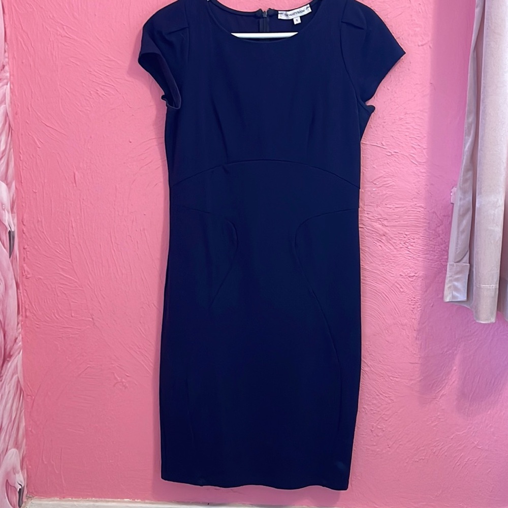 Navy blue mid length body con dress